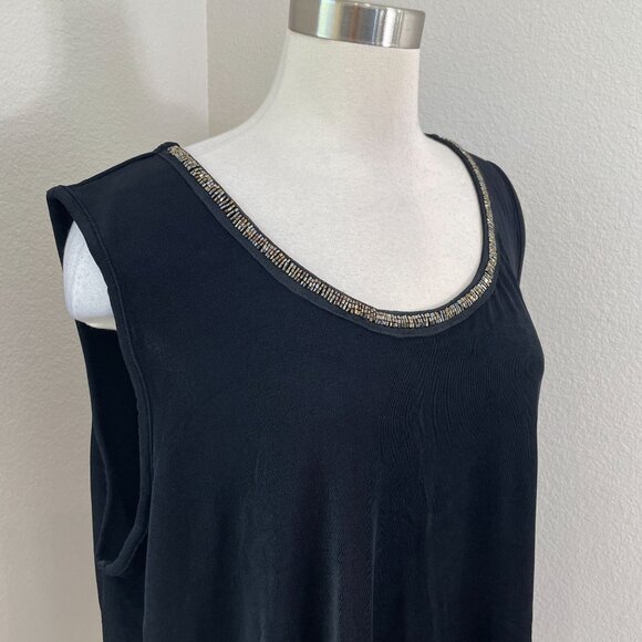 NEW Catherines Plus 2X Sleeveless Tank Top With Metallic Trim Stretch Shirt - Picture 2 of 9